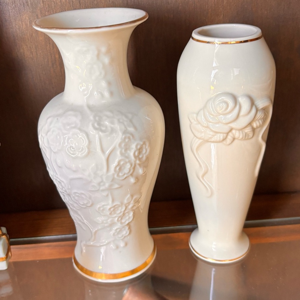 2 Beautiful Lenox vases trimmed in gold.